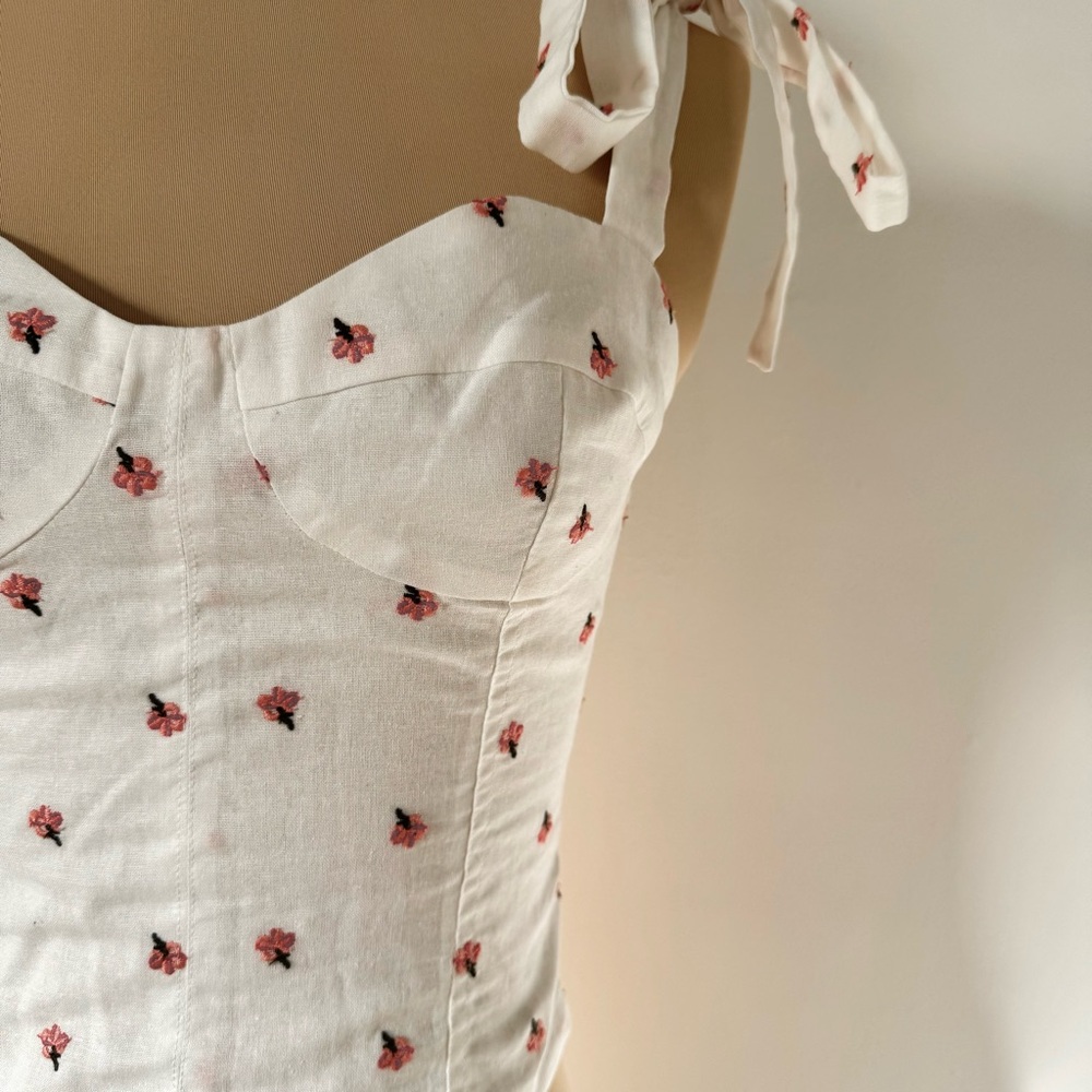 NWT Kourt Floral White Tie Strap Bustier Corset Top sz XS / 2 - Picture 9 of 16